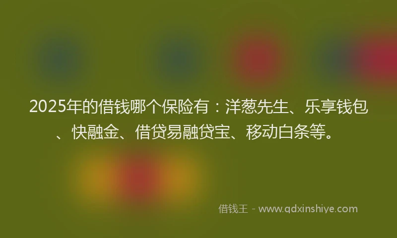 2025年的借钱哪个保险有：洋葱先生、乐享钱包、快融金、借贷易融贷宝、移动白条等。