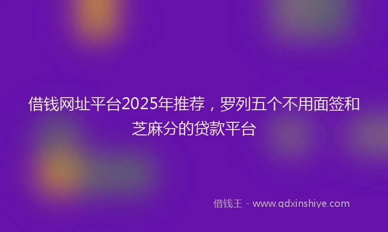 借钱网址平台2025年推荐，罗列五个不用面签和芝麻分的贷款平台