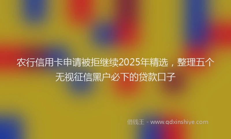 农行信用卡申请被拒继续2025年精选，整理五个无视征信黑户必下的贷款口子