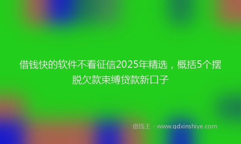 借钱快的软件不看征信2025年精选，概括5个摆脱欠款束缚贷款新口子