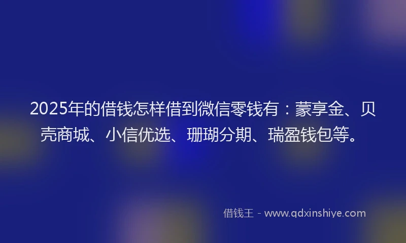 2025年的借钱怎样借到微信零钱有：蒙享金、贝壳商城、小信优选、珊瑚分期、瑞盈钱包等。