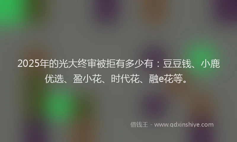 2025年的光大终审被拒有多少有：豆豆钱、小鹿优选、盈小花、时代花、融e花等。