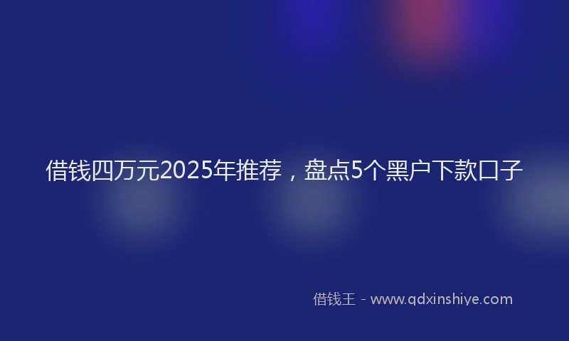 借钱四万元2025年推荐，盘点5个黑户下款口子
