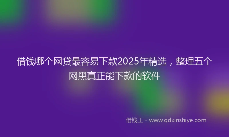 借钱哪个网贷最容易下款2025年精选，整理五个网黑真正能下款的软件