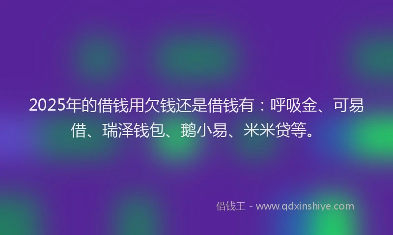 2025年的借钱用欠钱还是借钱有：呼吸金、可易借、瑞泽钱包、鹅小易、米米贷等。