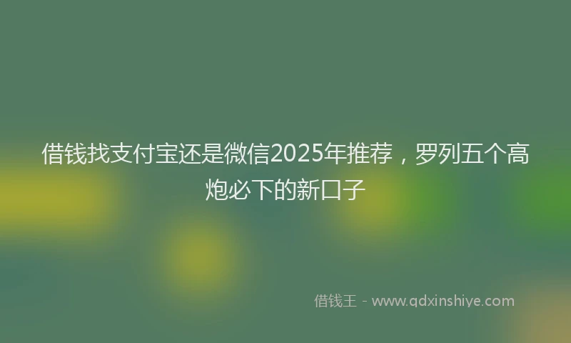 借钱找支付宝还是微信2025年推荐，罗列五个高炮必下的新口子
