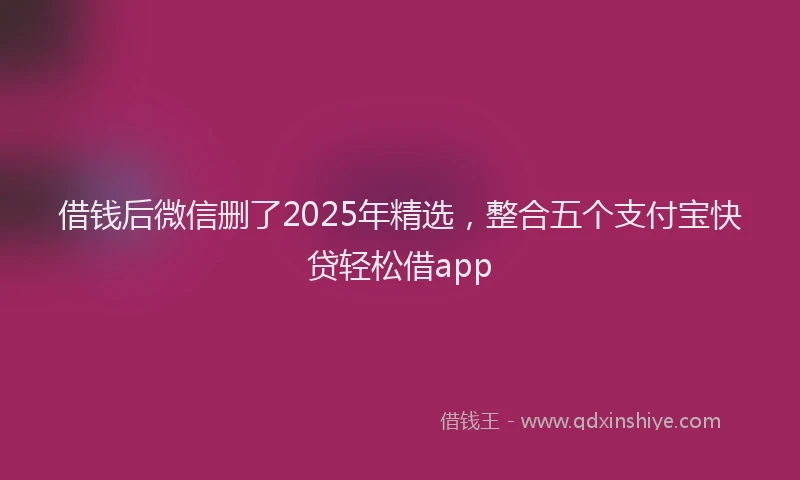 借钱后微信删了2025年精选，整合五个支付宝快贷轻松借app