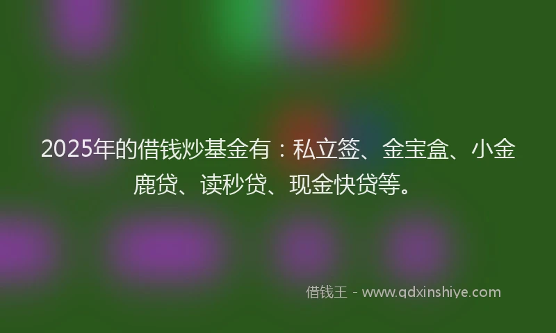 2025年的借钱炒基金有：私立签、金宝盒、小金鹿贷、读秒贷、现金快贷等。