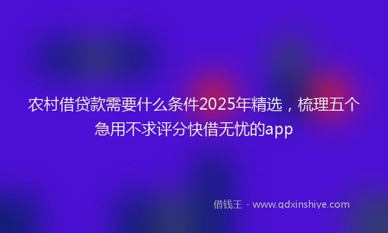 农村借贷款需要什么条件2025年精选，梳理五个急用不求评分快借无忧的app