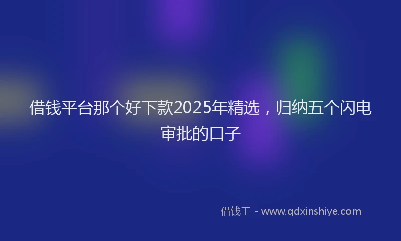 借钱平台那个好下款2025年精选，归纳五个闪电审批的口子
