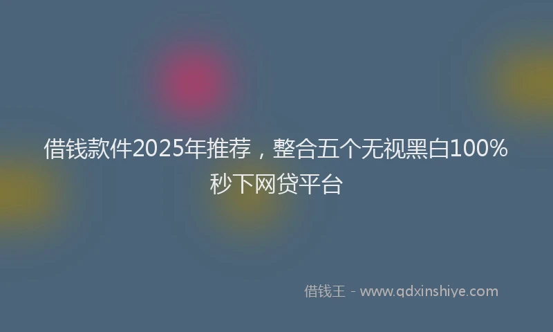 借钱款件2025年推荐，整合五个无视黑白100%秒下网贷平台