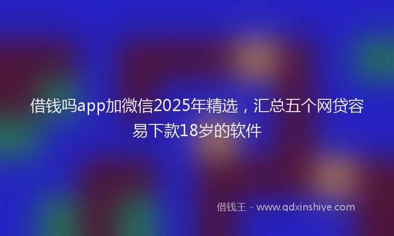 借钱吗app加微信2025年精选，汇总五个网贷容易下款18岁的软件
