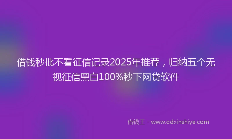 借钱秒批不看征信记录2025年推荐，归纳五个无视征信黑白100%秒下网贷软件