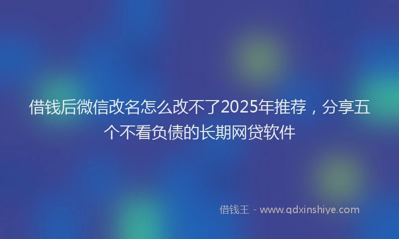 借钱后微信改名怎么改不了2025年推荐，分享五个不看负债的长期网贷软件