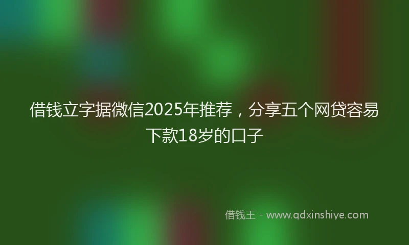 借钱立字据微信2025年推荐，分享五个网贷容易下款18岁的口子