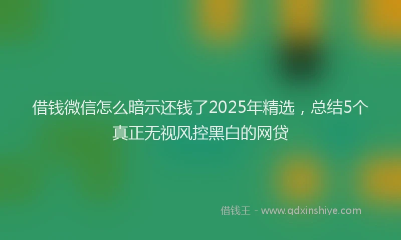 借钱微信怎么暗示还钱了2025年精选，总结5个真正无视风控黑白的网贷