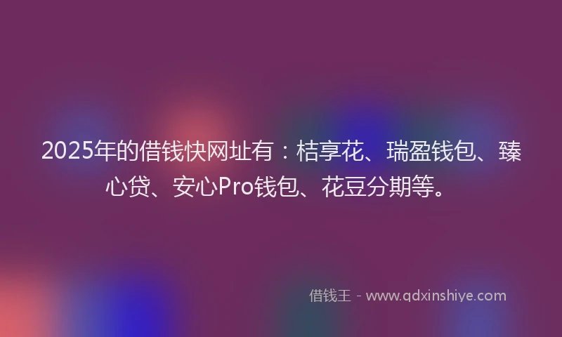 2025年的借钱快网址有：桔享花、瑞盈钱包、臻心贷、安心Pro钱包、花豆分期等。