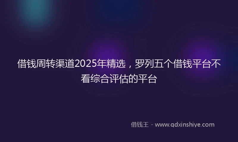 借钱周转渠道2025年精选，罗列五个借钱平台不看综合评估的平台