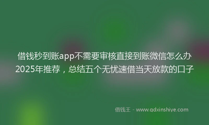 借钱秒到账app不需要审核直接到账微信怎么办2025年推荐，总结五个无忧速借当天放款的口子