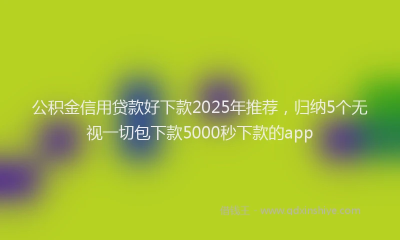 公积金信用贷款好下款2025年推荐，归纳5个无视一切包下款5000秒下款的app