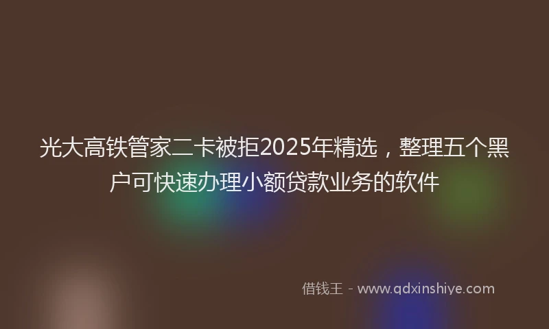光大高铁管家二卡被拒2025年精选，整理五个黑户可快速办理小额贷款业务的软件