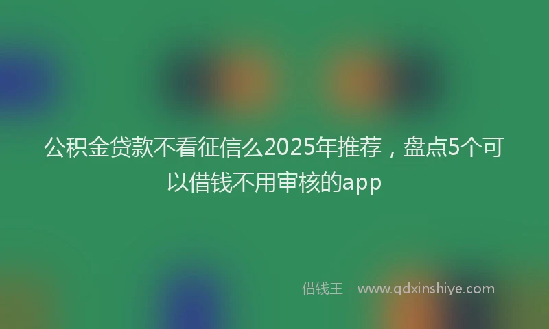 公积金贷款不看征信么2025年推荐，盘点5个可以借钱不用审核的app