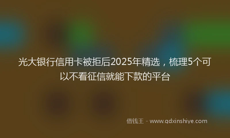 光大银行信用卡被拒后2025年精选，梳理5个可以不看征信就能下款的平台
