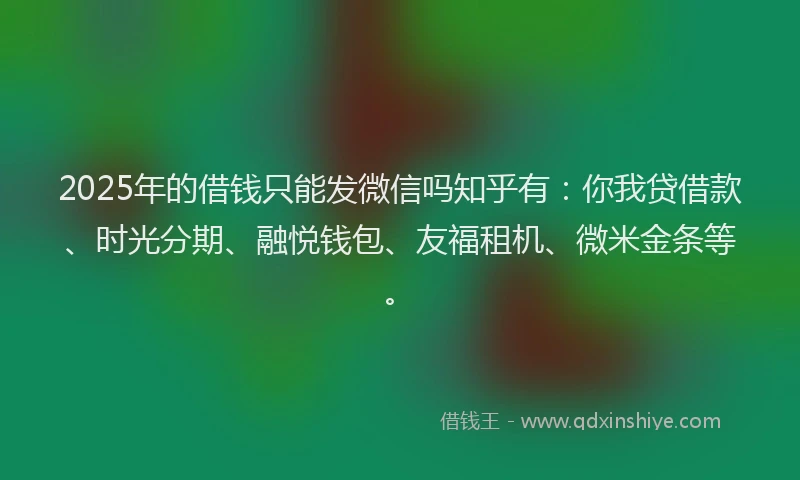 2025年的借钱只能发微信吗知乎有：你我贷借款、时光分期、融悦钱包、友福租机、微米金条等。