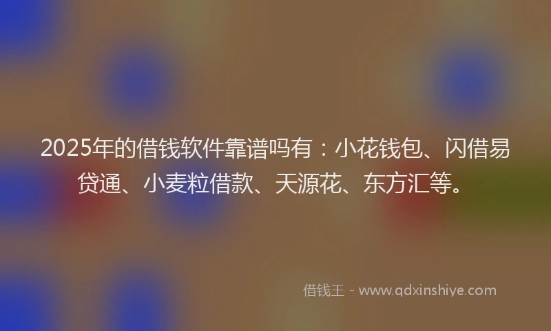 2025年的借钱软件靠谱吗有：小花钱包、闪借易贷通、小麦粒借款、天源花、东方汇等。