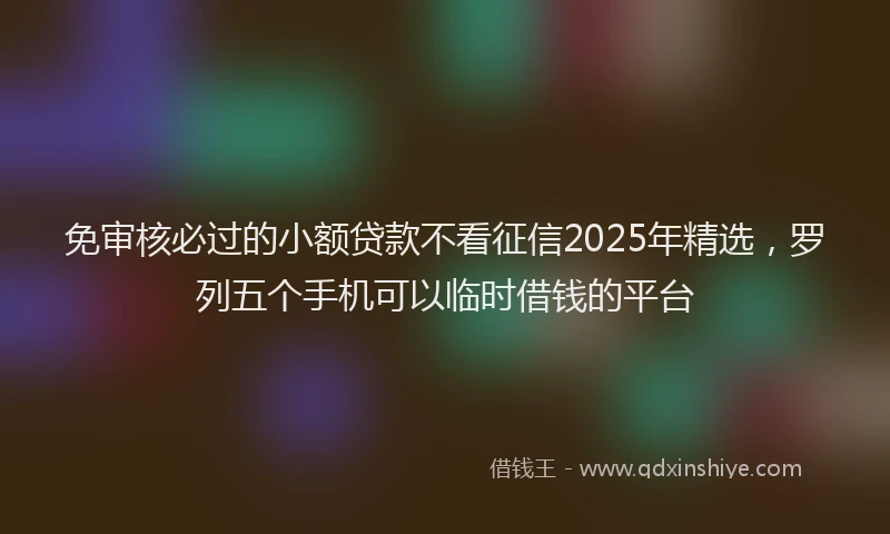 免审核必过的小额贷款不看征信2025年精选，罗列五个手机可以临时借钱的平台