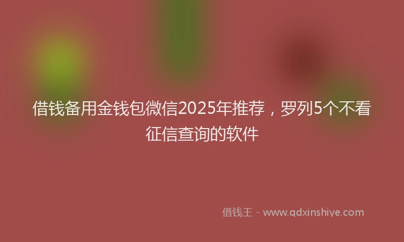 借钱备用金钱包微信2025年推荐，罗列5个不看征信查询的软件