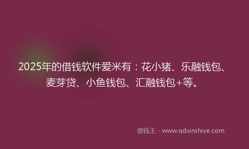 2025年的借钱软件爱米有：花小猪、乐融钱包、麦芽贷、小鱼钱包、汇融钱包+等。