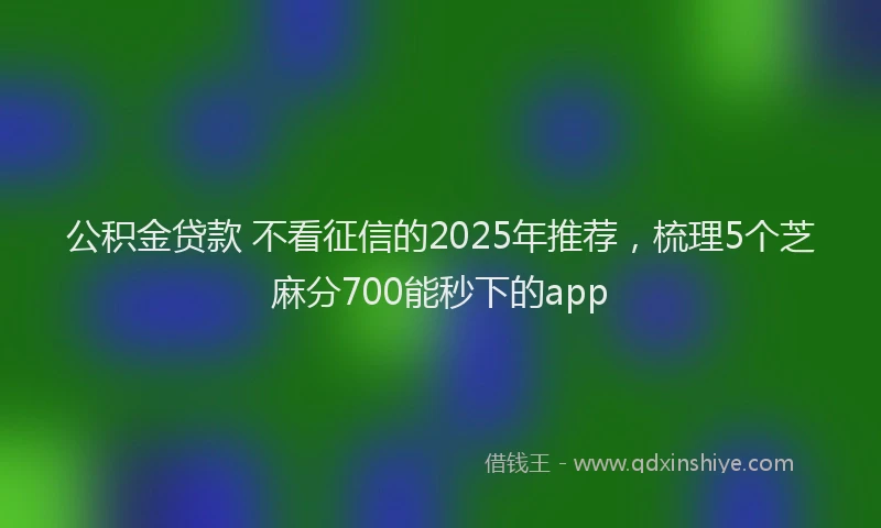 公积金贷款 不看征信的2025年推荐，梳理5个芝麻分700能秒下的app
