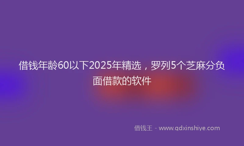 借钱年龄60以下2025年精选，罗列5个芝麻分负面借款的软件