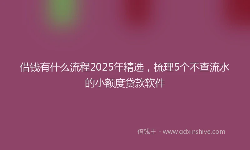借钱有什么流程2025年精选，梳理5个不查流水的小额度贷款软件