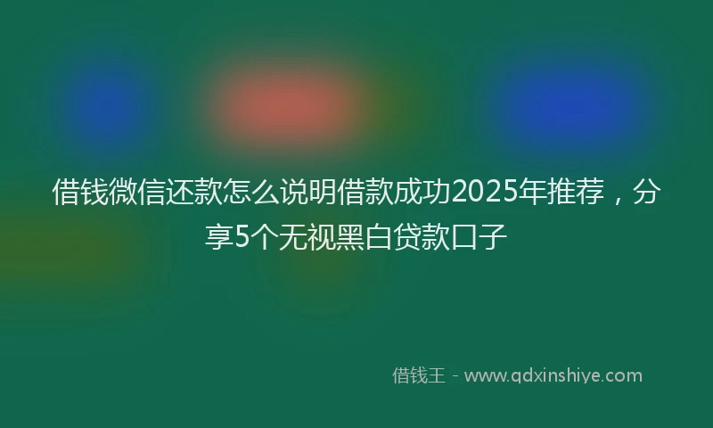 借钱微信还款怎么说明借款成功2025年推荐，分享5个无视黑白贷款口子