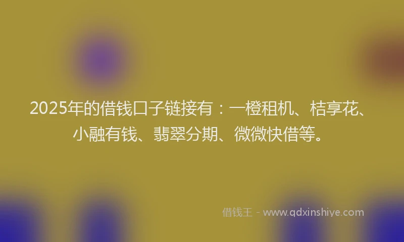 2025年的借钱口子链接有：一橙租机、桔享花、小融有钱、翡翠分期、微微快借等。