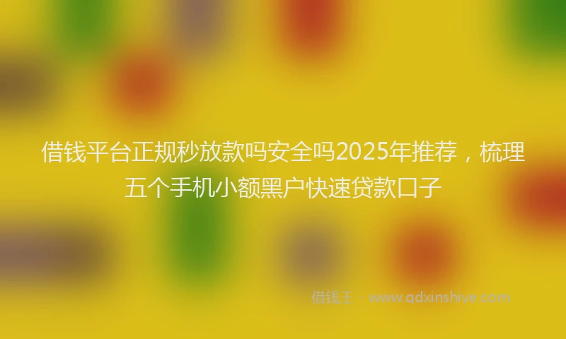 借钱平台正规秒放款吗安全吗2025年推荐，梳理五个手机小额黑户快速贷款口子