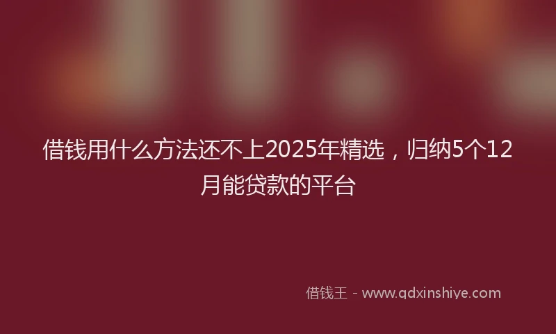 借钱用什么方法还不上2025年精选，归纳5个12月能贷款的平台