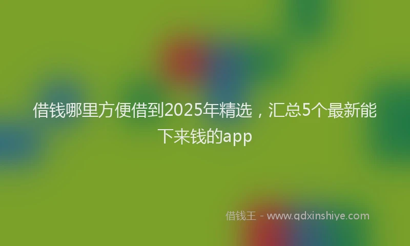 借钱哪里方便借到2025年精选，汇总5个最新能下来钱的app