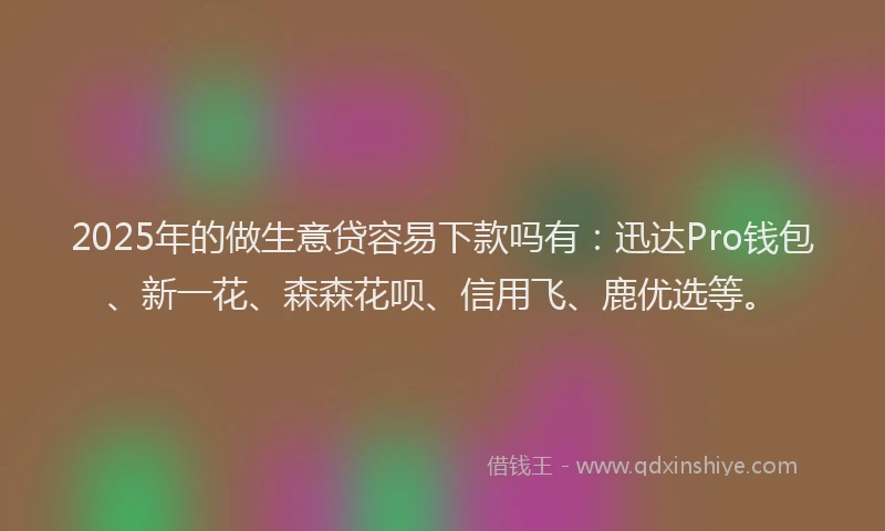 2025年的做生意贷容易下款吗有：迅达Pro钱包、新一花、森森花呗、信用飞、鹿优选等。
