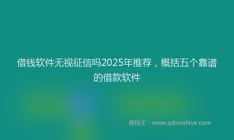 借钱软件无视征信吗2025年推荐，概括五个靠谱的借款软件