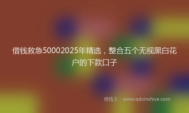 借钱救急50002025年精选，整合五个无视黑白花户的下款口子