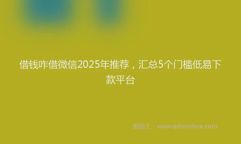 借钱咋借微信2025年推荐，汇总5个门槛低易下款平台