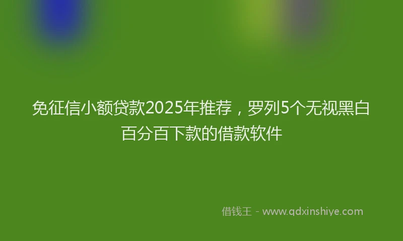 免征信小额贷款2025年推荐，罗列5个无视黑白百分百下款的借款软件