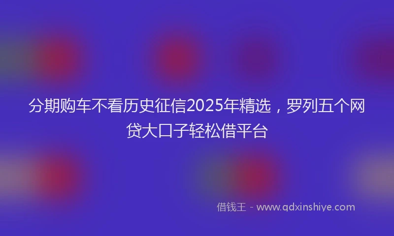 分期购车不看历史征信2025年精选，罗列五个网贷大口子轻松借平台