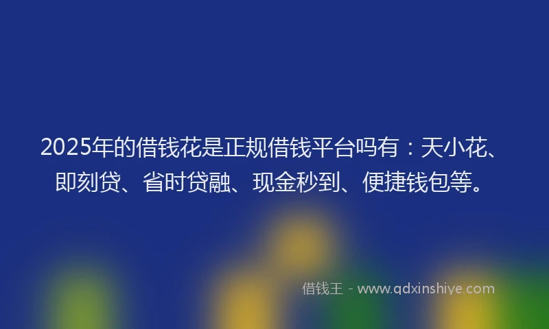 2025年的借钱花是正规借钱平台吗有：天小花、即刻贷、省时贷融、现金秒到、便捷钱包等。