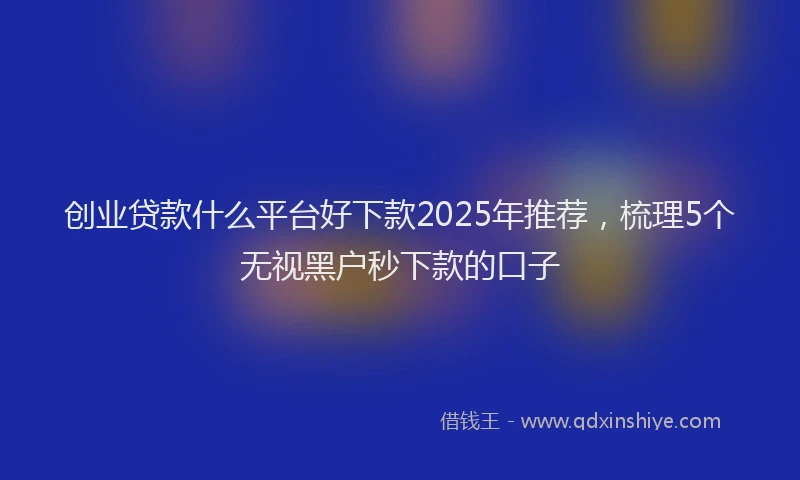 创业贷款什么平台好下款2025年推荐，梳理5个无视黑户秒下款的口子