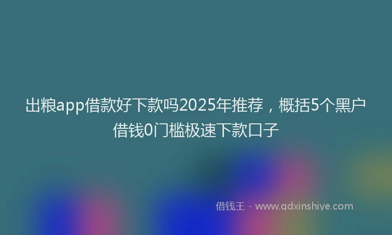 出粮app借款好下款吗2025年推荐，概括5个黑户借钱0门槛极速下款口子