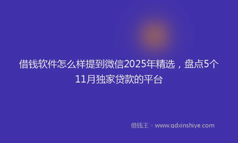 借钱软件怎么样提到微信2025年精选，盘点5个11月独家贷款的平台